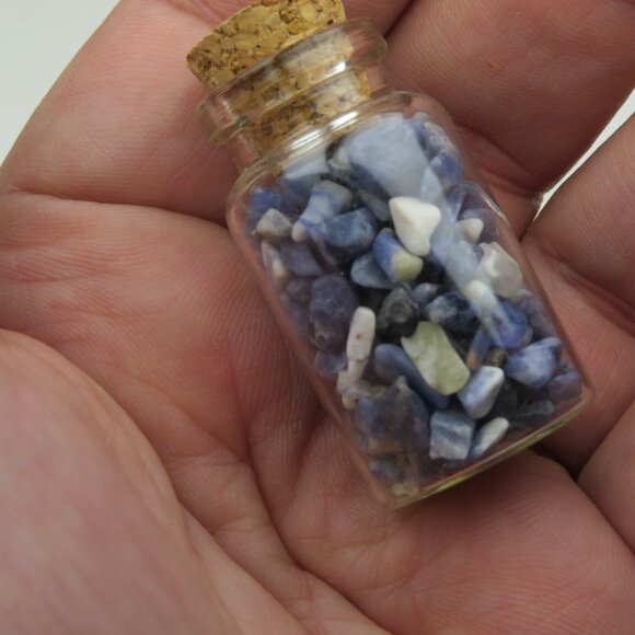 Lapis lazuli Glass Bottles, Chakra Healing Crystals - Picture 2 of 3